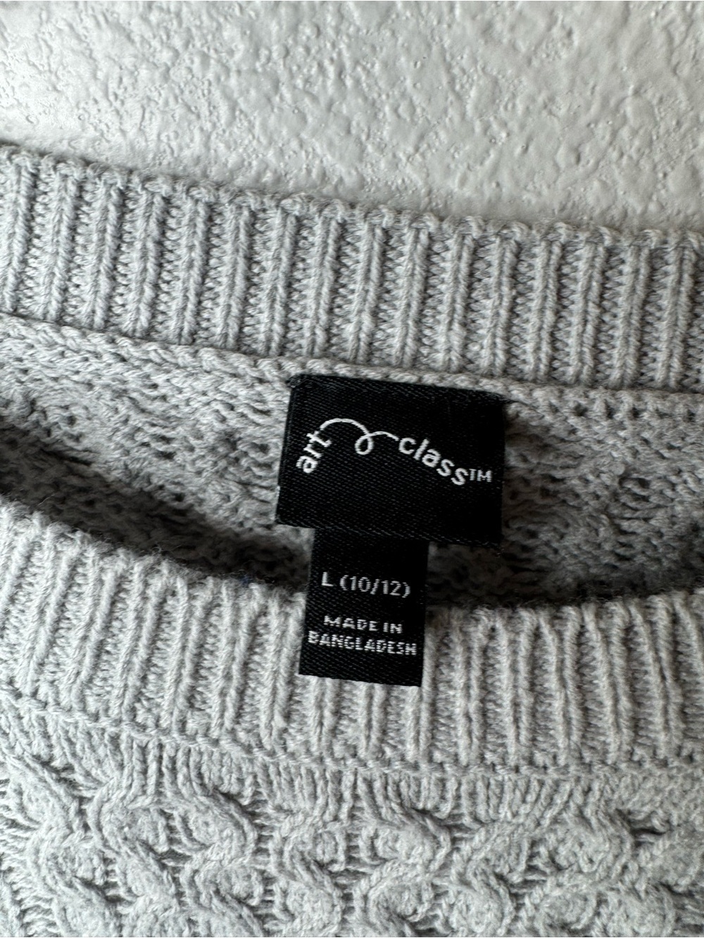 art class Light Gray Cable Knit Crewneck Sweater Girls L (10/12) - Picture 3 of 9